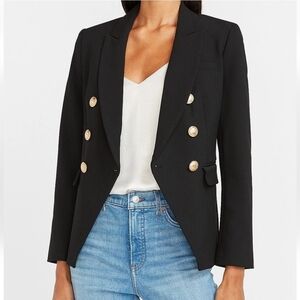 Express Novelty Gold Buttons Double Breast Blazer Black Size 8 18.5" PtP